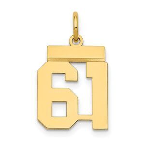 14k Yellow Gold, Athletic Collection, Small Polished Number 61 Pendant